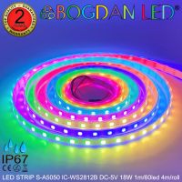 LED STRIP, S-A5050-60LED IC-WS2812B DC-5V 18W/1M IP67 ยี่ห้อ BOGDAN LED แอลอีดีไฟเส้นสำหรับตกแต่งประดับ