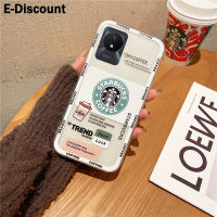 เคสโทรศัพท์สำหรับ VIVOY02ลายกาแฟแฮมเบอร์เกอร์การ์ตูนนิ่ม TPU แฟชั่นกันกระแทกโปร่งใสฝาครอบด้านหลังสำหรับ VIVO Y02ฝาครอบคู่ซิลิโคน