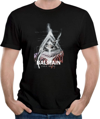 Balmain Cotton Crew Neck Tshirt Graphic Print 100% Cotton Gildan