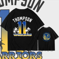 Goldens States Warrior-S Thompsons No. 11เสื้อยืดแขนสั้นชายและหญิงผ้าฝ้ายฤดูร้อนหลวมกีฬาบาสเกตบอลการฝึกครึ่งแขน0000