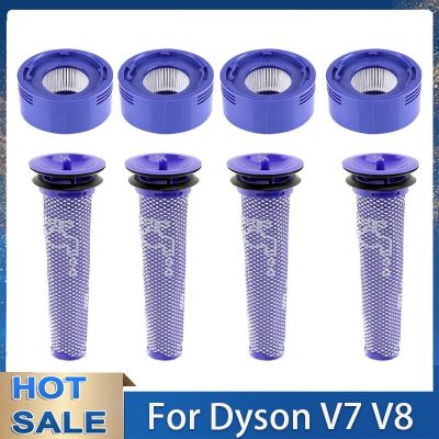 แผ่นกรองก่อนล้างทำความสะอาดได้แผ่นกรอง HEPA สำหรับ Dyson V7 V8ชิ้นส่วนอะไหล่ทดแทนสำหรับทำความสะอาดสุญญากาศไร้สาย