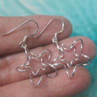 Star Earrings nice Thai dangle ball sterling silver ดาวสวยงาม ห้อยตำหูเงินขาวสเตอรลิงซิลเวอรเก้าสองห้าใช้สวยของฝากที่มีคุณค่า ฺชาวต่างชาติชอบมาก