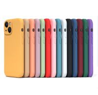 Casing Ponsel untuk IPhone X XR XS 11 12 13 14 Pro Max 7 8 Plus Sampul Belakang Lembut Silikon Cair Tahan Benturan Warna Murni