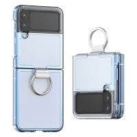 ~ K-max for Samsung Galaxy Z Flip 4 Clear Case with Ring Holder, Slim Fit Shockproof Hard PC Protective Cover for Galaxy Z Flip 4 2022 (Clear)