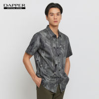 DAPPER เสื้อเชิ้ตแขนสั้น Modern Camo Print สีดำ