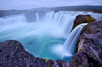 Godafoss Waterfall Iceland Landscape Photography ภาพเครื่องตกแต่งฝาผนังเย็นโปสเตอร์ภาพพิมพ์ศิลปะ