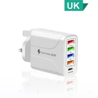 ANSEIP USB Samsung ชาร์จเร็ว48W เครื่องชาร์จ Usb ที่รวดเร็ว5-พอร์ตที่ชาร์จที่ชาร์จสำหรับไอโฟน Xiaomi แบบยุโรป/สหรัฐ/อะแดปเตอร์ไฟฟ้าสหราชอาณาจักรแท่นชาร์จผนัง