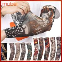 MUBAI 1Pc อุ่นขึ้น วิ่ง ป้องกันรังสียูวี กีฬากลางแจ้ง คูลลิ่งฤดูร้อน ป้องกันแสงแดด ปลอกแขน ปลอกแขนดอกไม้ แขนสักแขน