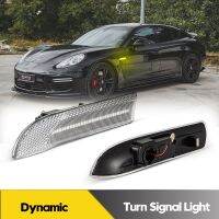 2ชิ้นไฟเครื่องหมายไฟ LED ด้านข้างแบบไดนามิกสำหรับพอร์ช Panamera 970 G1 2009-2016สัญญาณเลี้ยวรถโคมไฟตัวบ่งชี้ไฟกระพริบ OEM #97063103402