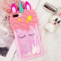 3D Cartoon Pink Quicksand Unicorn Soft Silicon Stars Case for Samsung Galaxy S8 S9 Plus J1 J3 J7 2017 J5 2016 Phone