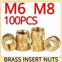 ∏☋  100pcs M6 M8 Insert Brass Nut Hot Melt Knurled Thread Heat Inserts Embedment Copper Nut Embed Pressed Fit into Holes for Plastic