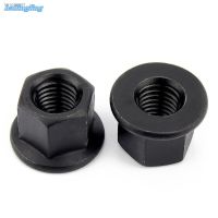 ♛ 1-10pcs Carbon steel Flange nuts with pad nut platen hexagon nuts black thickened nut M10 M12 M14 M16 M18 M20 M22 M24 M27 M30