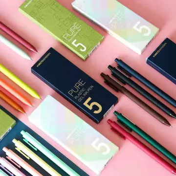 5Pcs/box Retro Dark Colored Gel Pens Retractable 0.5mm Fine Point Morandi  Macaron Color Pens for Journaling Office Accessories