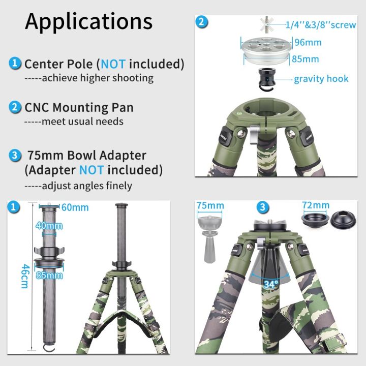 ขาตั้งกล้องสามขาไฟเบอร์คาร์บอนลายพราง-rt90cg-สำหรับ-dslr-canon-nikon-กล้องดูนกแบบมืออาชีพขาตั้งกล้อง40โหลดกิโลกรัม