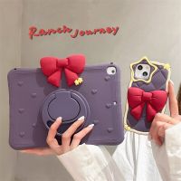 Cute Purple Bowknot Case For iPad Case Mini 6 5 4 Pro 11 9th Generation Case 9.7 5th 6th Air 4 5 10.9 10th Silicon Stand Cover Cases Covers