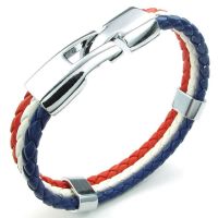 ：》’【 Jewelry Bracelet, France French Flag Bracelet, Alloy, White Red-Blue (Width 14 Mm, Length 21.5 Cm)