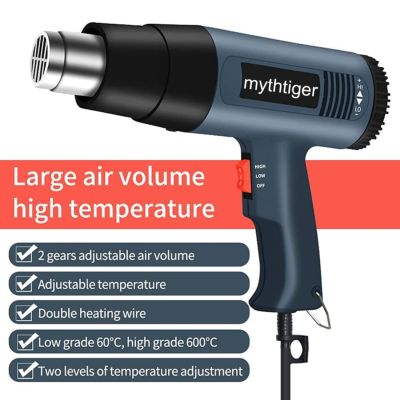 Professional Heat Gun Industrial Hair dryer 2000W Hot Air Gun Air dryer for soldering Thermal blower Shrink wrapping Tools