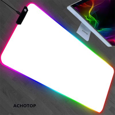 ๑ All White Large Size Mouse Pad RGB Glow Personality Picture Custom Pink PC Table Mat XL DIY Carpet Mat Game Player Dedicated LED