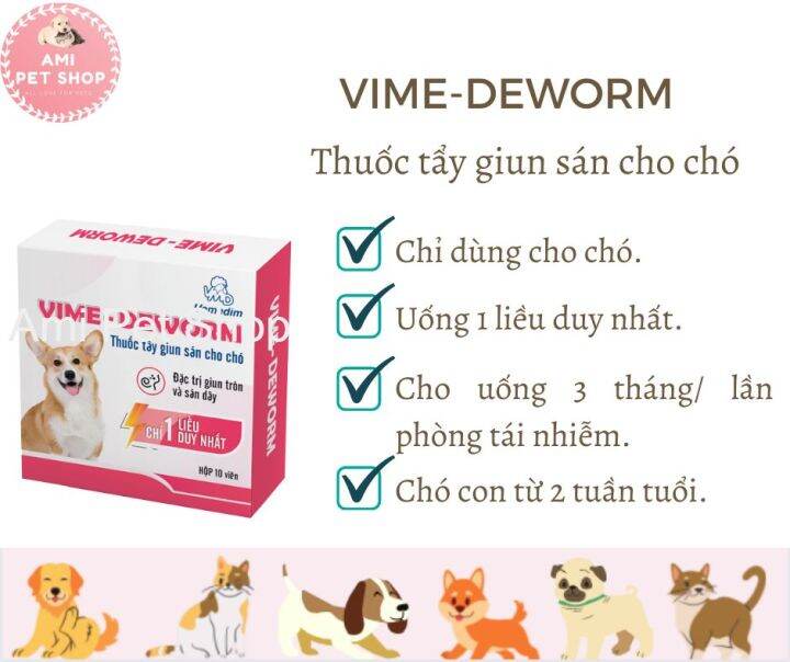 Thuốc Viên Vime-deworm Phòng Giun Sán Cho Chó Lớn Và Chó Con, Không ...