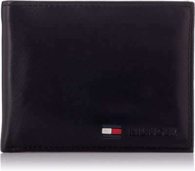 Tommy Hilfiger Mens Leather Passcase Wallet One Size Black Stockton