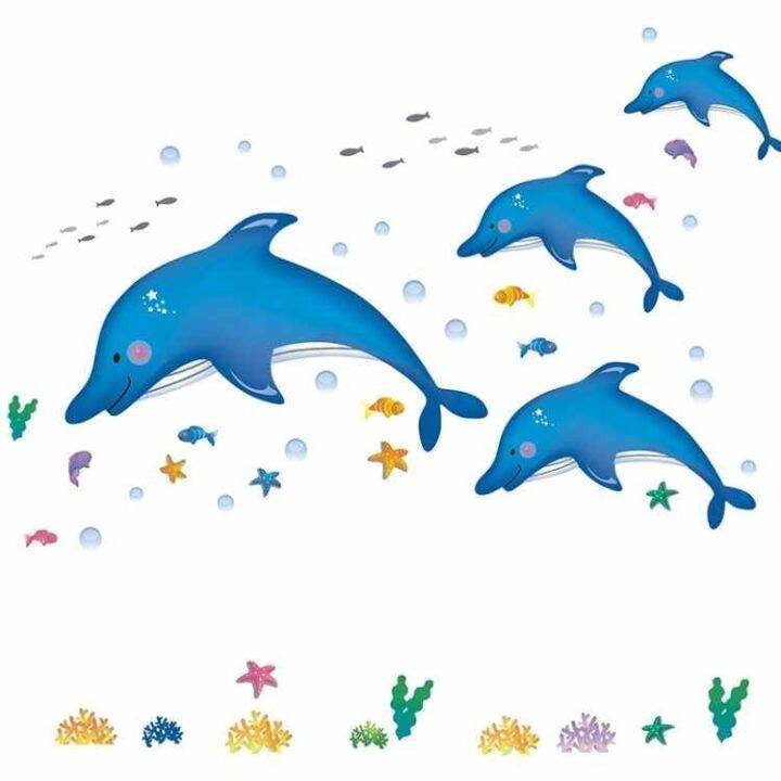 wall-sticker-wallpaper-wall-wallpaper-self-adhesive-toilet-bathroom-cartoon-wall-sticker-underwater-world-fish-waterproof-double-sided-sticker