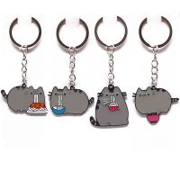 ℗ Cute Kitten Eating Noodles Cat Fat Cat Metal Key Chain Fashion Alloy Pendant Accessories Small Gift For Friends