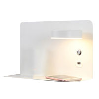 Pragmatism LED Rotatable Wall Lamp Bedside Shelf USB Phone Charger Modern Bedroom Reading Light Hotel Wall Lights