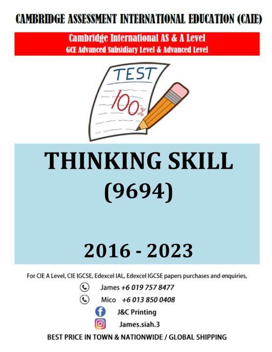 Cambridge A Level Past Year Papers Thinking Skill 9694 (PAPER 1,2,3,4 ...