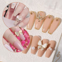 NDEURDI 1 ชิ้น สว่านเจาะเล็บ ไข่มุก จี้โซ่ Bowknot Diamond Nail Art อุปกรณ์ตกแต่งเล็บ DIY เครื่องประดับโซ่เล็บ เล็บ Rhinestones