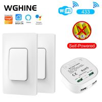 ▩ WGHINE Tuya WIFI Smart Switch RF433mhz Battery Free American Remote Control Button Wall Switch Alex Google Home