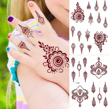 Apcute Henna Tattoo Stencil Set of  2 Piece  Mehndi Tattoo stencil for  Women Girls and kids Easy to use in just 4 steps Indian Design Collection   Design No  APCUTEH57  Amazonin Beauty