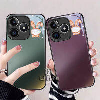 เคสโทรศัพท์เคส C53 Realme ใหม่น่ารัก3D ฝาครอบเพ้นท์สีกระต่ายฝาครอบเลนส์กล้องเคสกันกระแทกกันสิ่งสกปรกกระจกเทมเปอร์ป้องกันรอยขีดข่วนเปลือก Ins