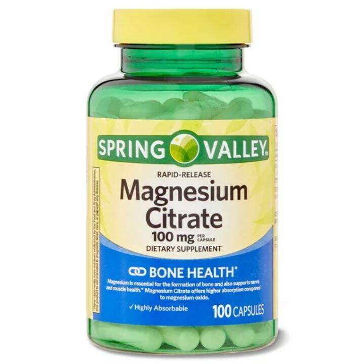 🇺🇸 Spring Valley Magnesium Citrate 100mg 100 Capsules Lazada PH