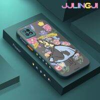 Jjlingji เคสสำหรับ OPPO A72 5G A73 5G A53 5G ลายการ์ตูนเด็กผู้หญิงดอกไม้บางๆขอบสี่เหลี่ยมด้านข้างดีไซน์ใหม่กันกระแทกมีน้ำค้างแข็งโปร่งใสแข็งเคสมือถือปลอกซิลิโคนคลุมทั้งหมดเคสนิ่มสำหรับปกป้องกล้อง