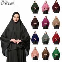 Muslim Islamic Ramadan Woman Long Khimar Hijab Solid Soft Prayer Hijab Elegant Modest Lightweight Prayer Garment Traps  Drains