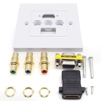 ปลั๊กติดผนัง Wall Socker HDMI VGA 3RCA AV Wall Plate Composite Audio Video Adapter แจ็ค Outlet Wall แผงสนับสนุน HDTV