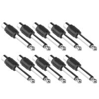 10 Pcs 6.5mm 1/4 Male To Female RCA Connector Adapter Audio Plug Jack TS 6.35mm