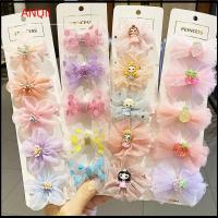 ANQII 5PCS เด็กผู้หญิง หวาน สีสัน กิ๊บติดผม กิ๊บติดผมโบว์ ลูกไม้ กิ๊บติดผม