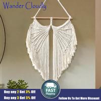 Wander Cloudly Angel Wing Tapestry Macrame แขวนประดับพู่ตกแต่ง Boho เครื่องตกแต่งฝาผนัง Boho ทอสำหรับห้องนอนงานแต่งงานบ้าน