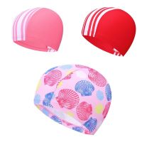 Kids Elastic Swimming Cap Boys Girls Print Swim Swimwear Hat Sport Bathing Colorful Flowers Printed Solid Colors Caps Hat