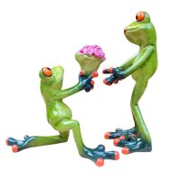 New 3D Resin Frog Ornament Cute Green Figurine Statue Mini Craft Home Decoration for Living Room Bedroom Study