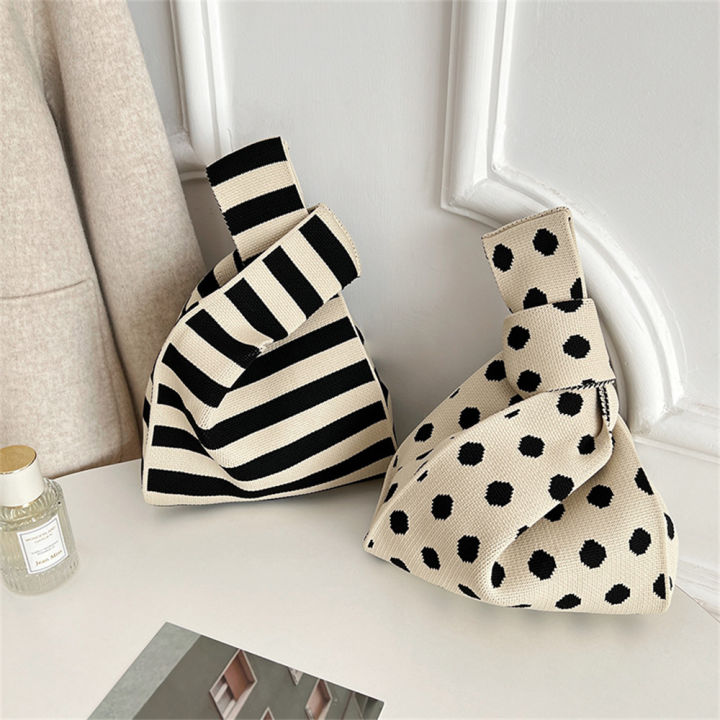 woven-shopper-handbag-one-shoulder-womens-handbag-small-shopper-shoulder-bag-fashion-polka-dot-striped-pattern-bag