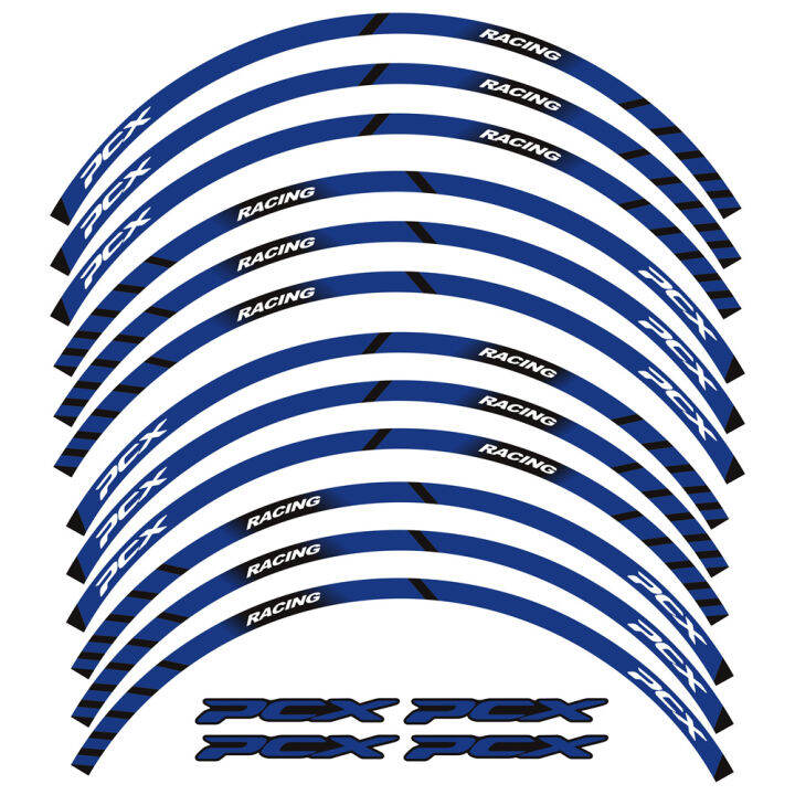 สติ๊กเกอร์รถมอเตอร์ไซค์14-13-นิ้วอุปกรณ์แข่งสำหรับฮอนดาพีซีเอ็กซ์-pcx125-pcx150ขอบล้อ-pcx160ตัดขอบสติกเกอร์รูปลอกชิ้นส่วนโมโต