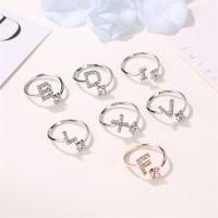 【Ready Stock】Simple Versatile Creative A-Z Letter Diamond Ring 26 English Letter Adjustable Ring Cincin Woman Jewelry Gift