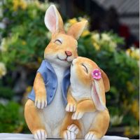 Nordic Creative Resin Simulation Rabbit Ornaments Animal Sculpture Home Outdoor Courtyard Crafts Figurines Fairy Garden Decor