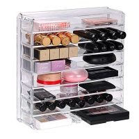 ♛☈❐ 8-layer Makeup Organizer Cosmetics Powder Storage Box Acrylic Lipstick Display Stand Blush Eyeshadow Plastic Box Removable