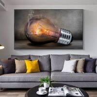 Modern Abstract Pictures Wall Art-โปสเตอร์และภาพพิมพ์ผ้าใบหลอดไฟที่น่าสนใจ-ตกแต่งห้องนั่งเล่น