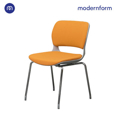Modernform เก้าอี้เอกนประสงค์ เก้าอี้สัมมนา-ประชุม รุ่น B-One (04) พนักพิงกลาง พลาสติก เฟรมขาว ไม่มีแขน ขาโครเมี่ยม เบาะผ้าสีส้ม