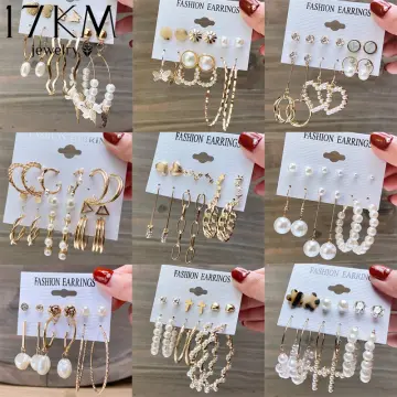 READY STOCK] Fashion Earrings Jewelry Korean Alloy Pearl Crystal Flower  Stud Earrings for Women CNY | Shopee Malaysia