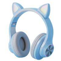 Stylish LED Lights Cat Ear Wireless Bluetooth Headphones Portable Folding Headset over Ear